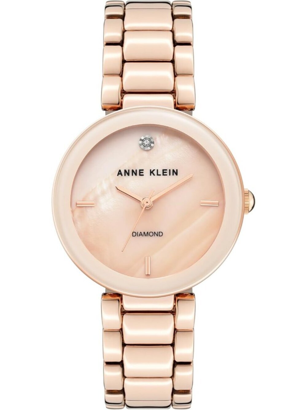Anne Klein Women's Rose Gold And Pink Analog Genuine Diamond Dial Bracelet Watch